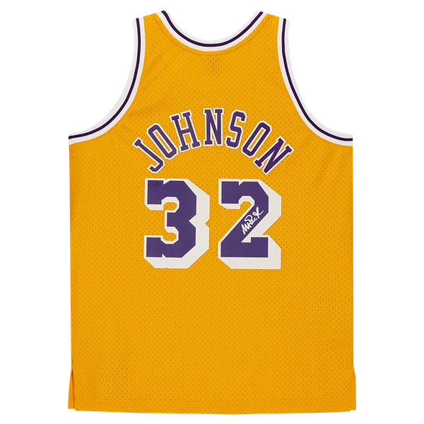 Magic Johnson Signed Los Angeles Lakers Gold Jersey | Mitchell & Ness | WJRSYJO0067