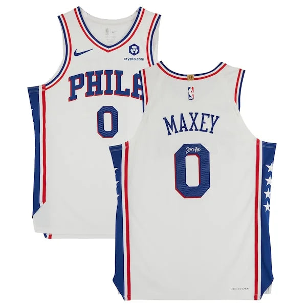 Tyrese Maxey Signed Philadelphia 76ers White Nike Jersey | Authenticated