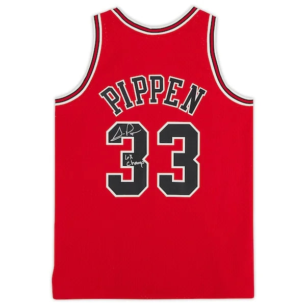 Scottie Pippen Signed Chicago Bulls Jersey | 1997-1998 Mitchell & Ness with 6x Champ Inscr