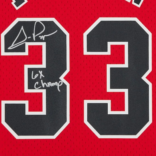 Scottie Pippen Signed Chicago Bulls Jersey | 1997-1998 Mitchell & Ness with 6x Champ Inscr