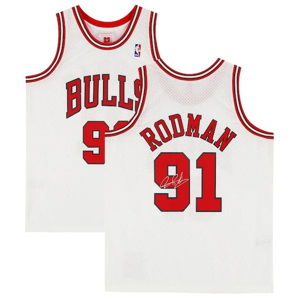 Dennis Rodman Signed Chicago Bulls Jersey | 1997-1998 Mitchell & Ness White