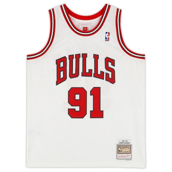 Dennis Rodman Signed Chicago Bulls Jersey | 1997-1998 Mitchell & Ness White