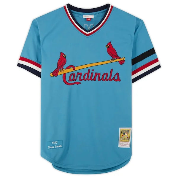Ozzie Smith Signed Light Blue Cardinals Jersey | Mitchell & Ness