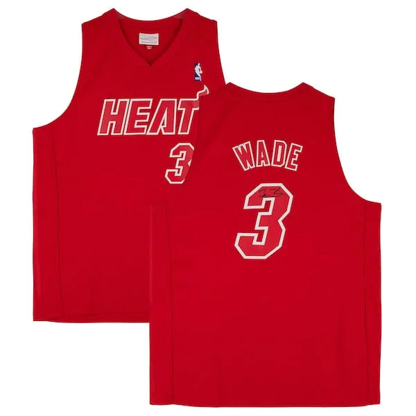 Dwyane Wade Signed Miami Heat Red Jersey | 2012 Christmas Day Mitchell & Ness