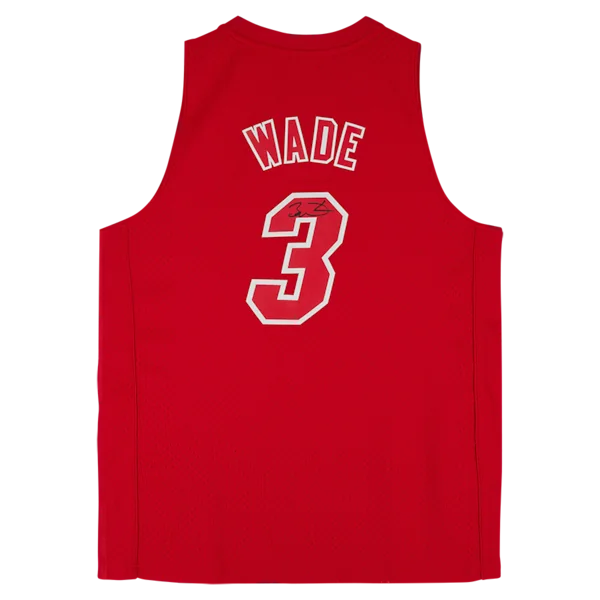 Dwyane Wade Signed Miami Heat Red Jersey | 2012 Christmas Day Mitchell & Ness