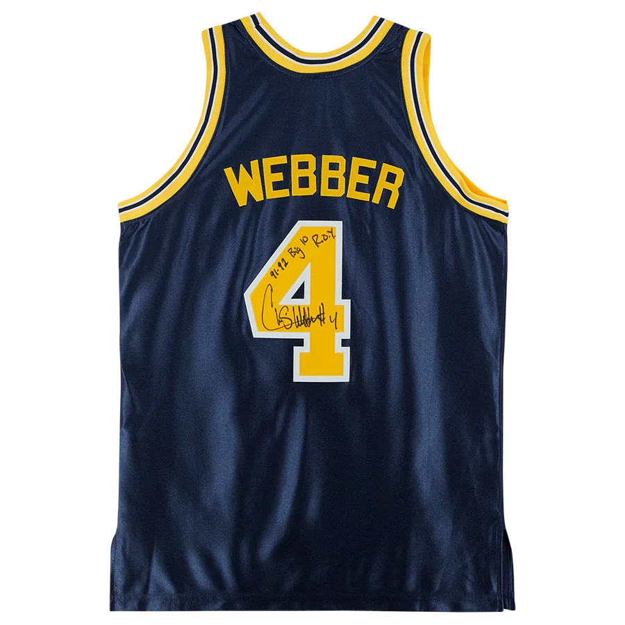 Chris Webber Signed Michigan Wolverines Jersey | 1991-1992 Big Ten ROY Inscription