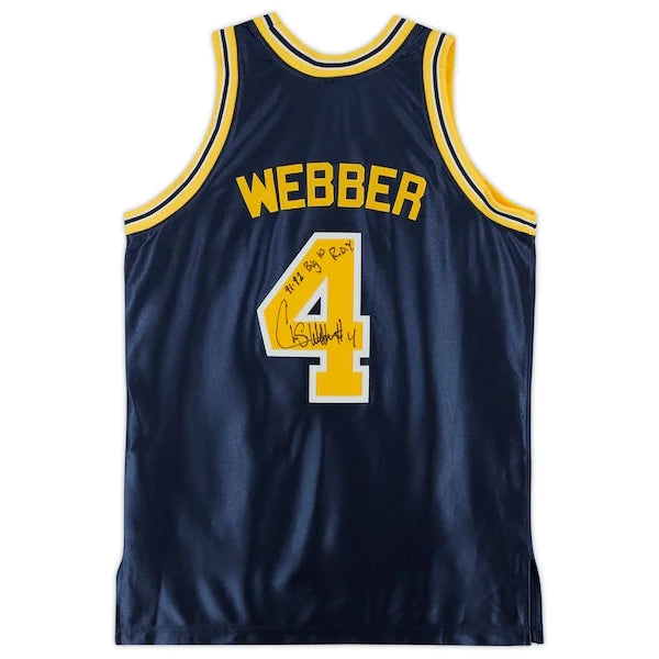 Chris Webber Signed Michigan Wolverines Jersey | 1991-1992 Big Ten ROY Inscription