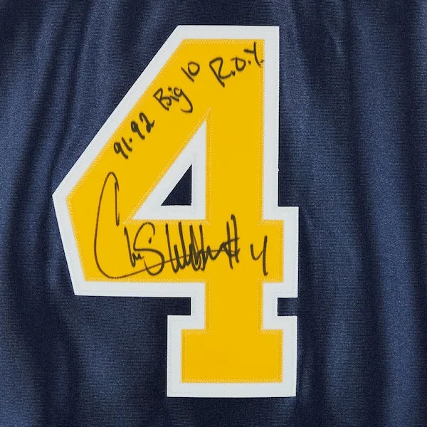 Chris Webber Signed Michigan Wolverines Jersey | 1991-1992 Big Ten ROY Inscription