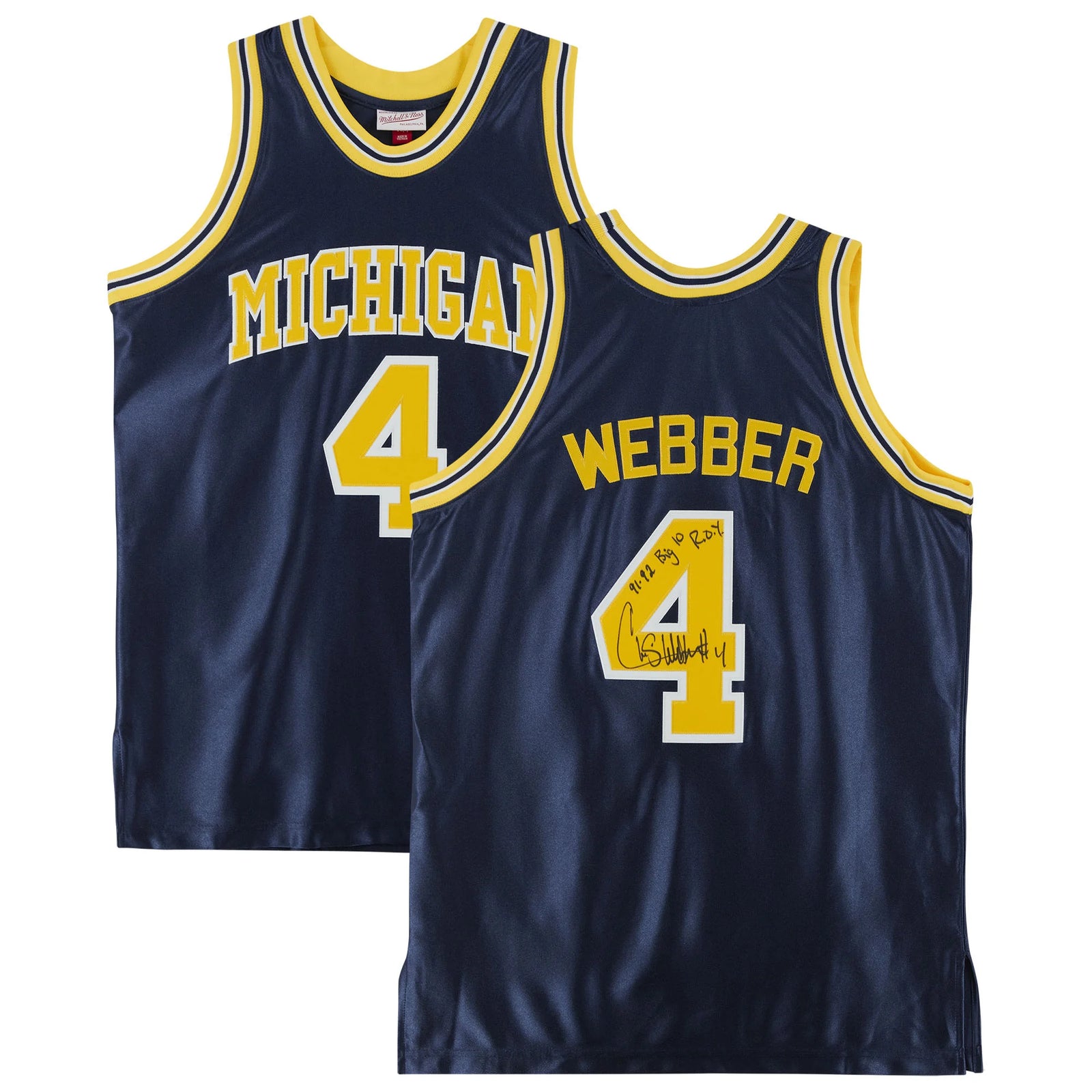 Chris Webber Signed Michigan Wolverines Jersey | 1991-1992 Big Ten ROY Inscription