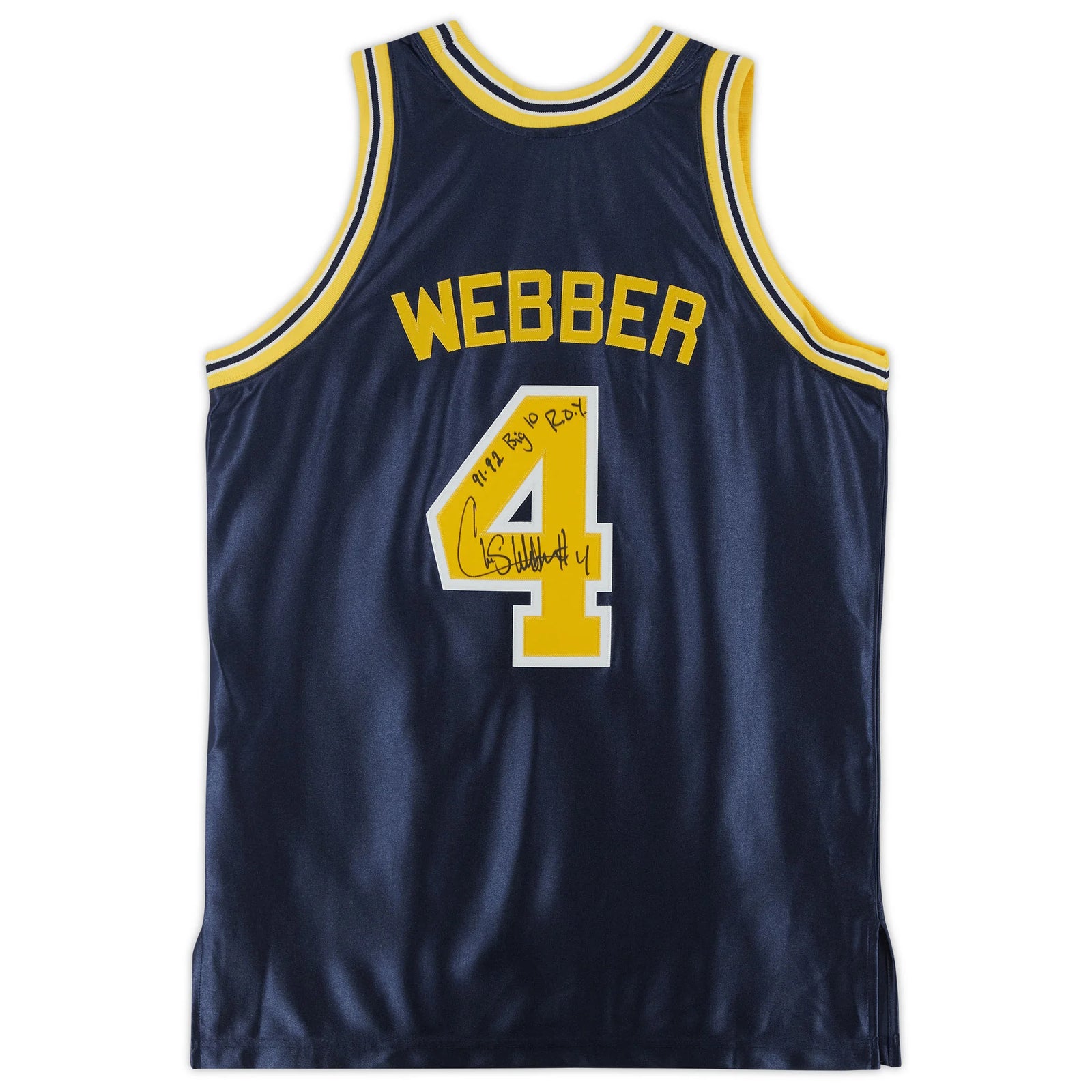Chris Webber Signed Michigan Wolverines Jersey | 1991-1992 Big Ten ROY Inscription