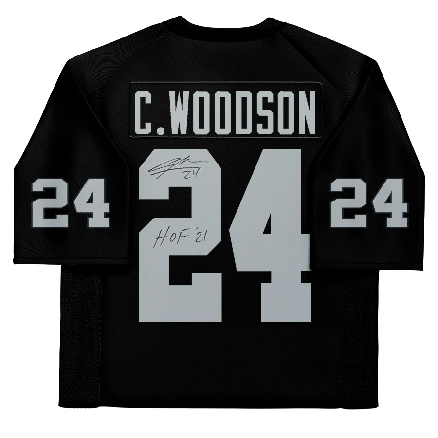Charles Woodson Signed Las Vegas Raiders Jersey | HOF 21 Inscription | WJRSYWO0030
