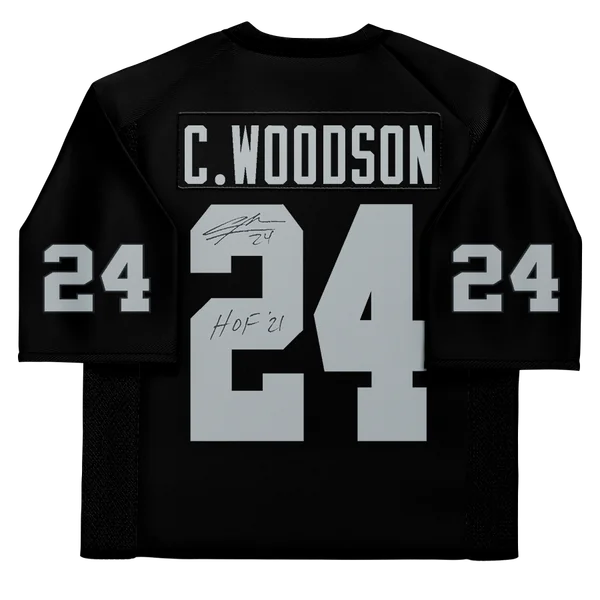 Charles Woodson Signed Las Vegas Raiders Jersey | HOF 21 Inscription | WJRSYWO0030