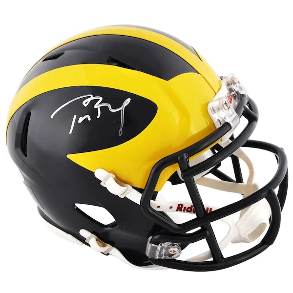 Tom Brady Signed Michigan Wolverines Riddell Mini Helmet | Authenticated