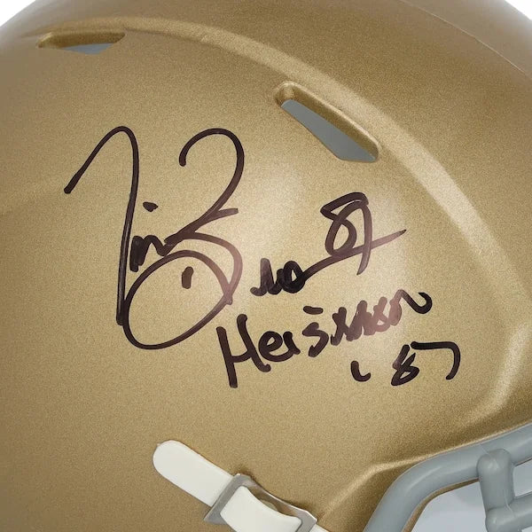 Tim Brown Signed Notre Dame Mini Helmet | Heisman 87 Inscription