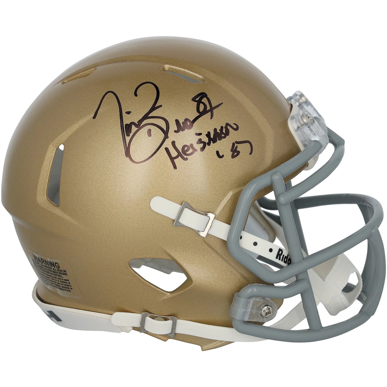 Tim Brown Signed Notre Dame Mini Helmet | Heisman 87 Inscription