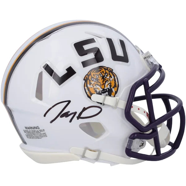 Jayden Daniels Signed LSU Tigers Mini Helmet | White Riddell Speed