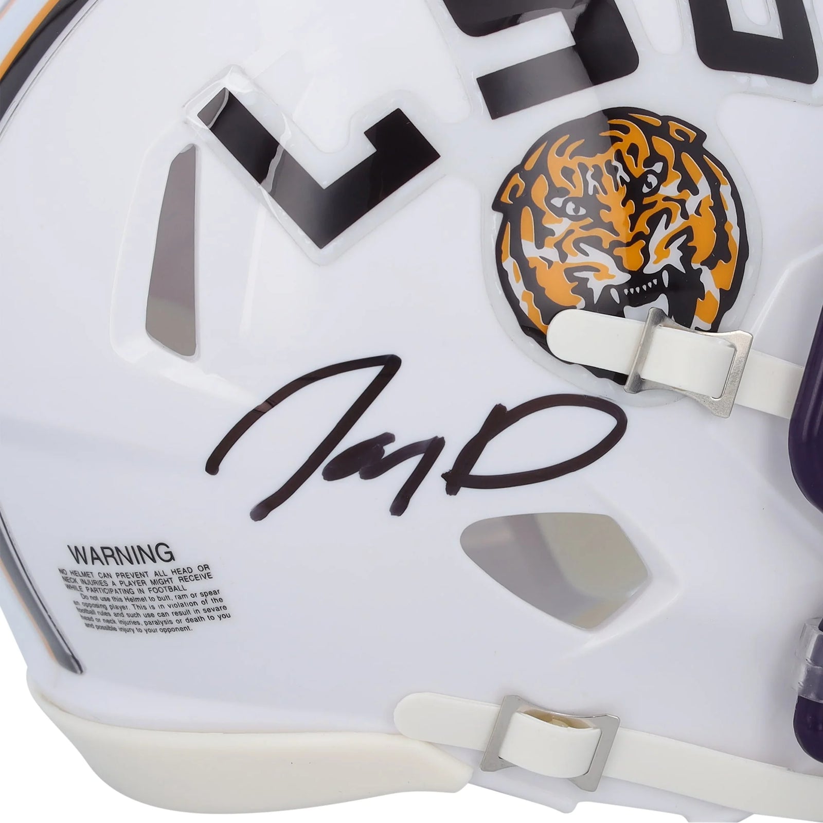Jayden Daniels Signed LSU Tigers Mini Helmet | White Riddell Speed