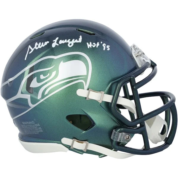 Steve Largent Signed Seahawks Mini Helmet | HOF 95 Inscription