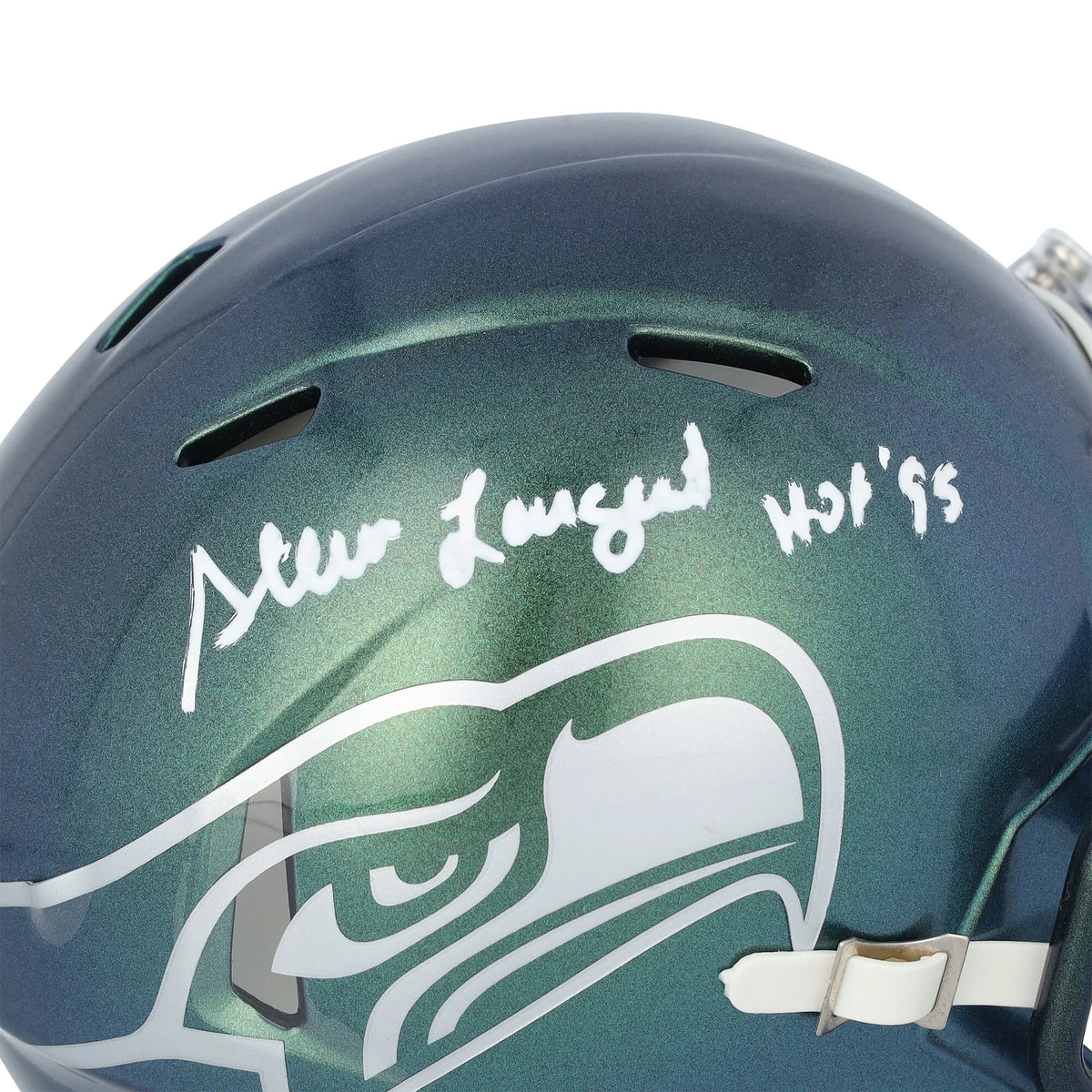 Steve Largent Signed Seahawks Mini Helmet | HOF 95 Inscription