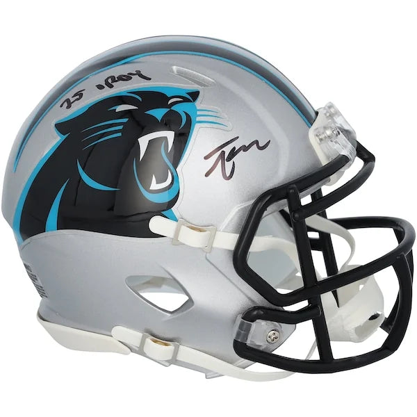 Tetairoa McMillan Signed Panthers Mini Helmet | 25 NFL OROY Inscription