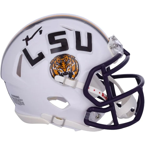 Malik Nabers Signed LSU Tigers White Riddell Speed Mini Helmet
