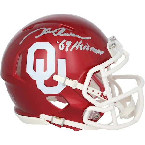 Steve Owens Signed Oklahoma Sooners Mini Helmet | 1969 Heisman Inscription