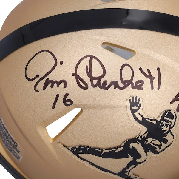Jim Plunkett Signed Gold Heisman Speed Mini Helmet | Heisman '70 Inscription