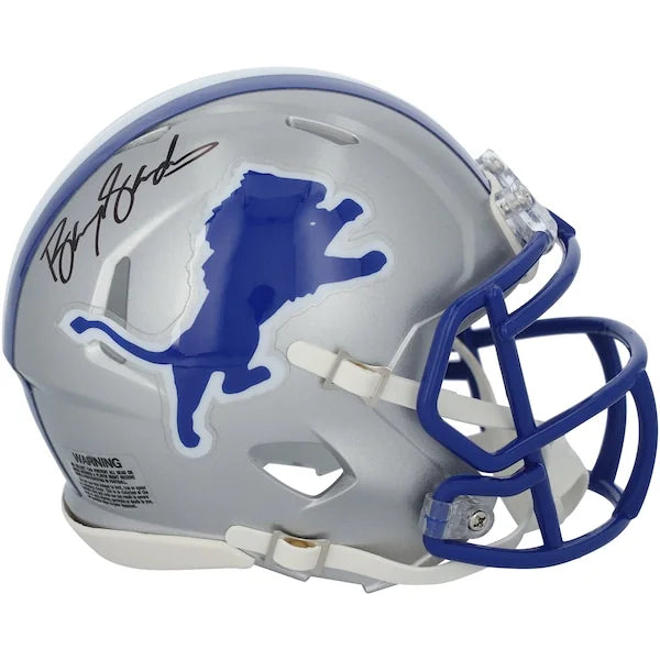 Barry Sanders Signed Detroit Lions Riddell Mini Helmet | 1983-2002 Throwback