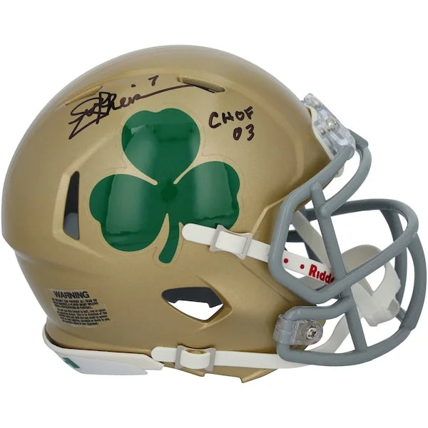 Joe Theismann Signed Notre Dame Mini Helmet | CHOF 03 Inscription