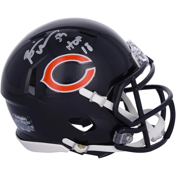 Brian Urlacher Signed Riddell Mini Helmet | HOF 18 Inscription