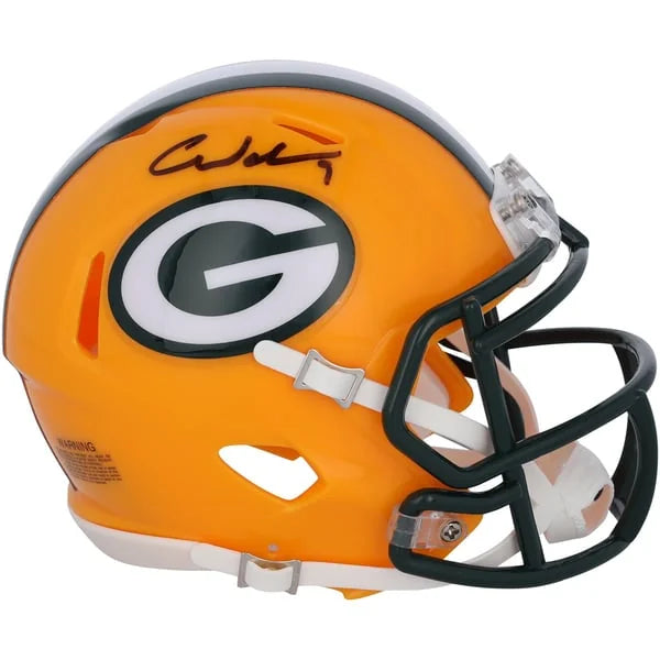 Christian Watson Signed Packers Riddell Speed Mini Helmet | Authenticated | WMHLTWA0116