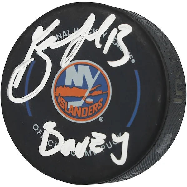 Mat Barzal Signed New York Islanders Game Puck | Barzy Inscription