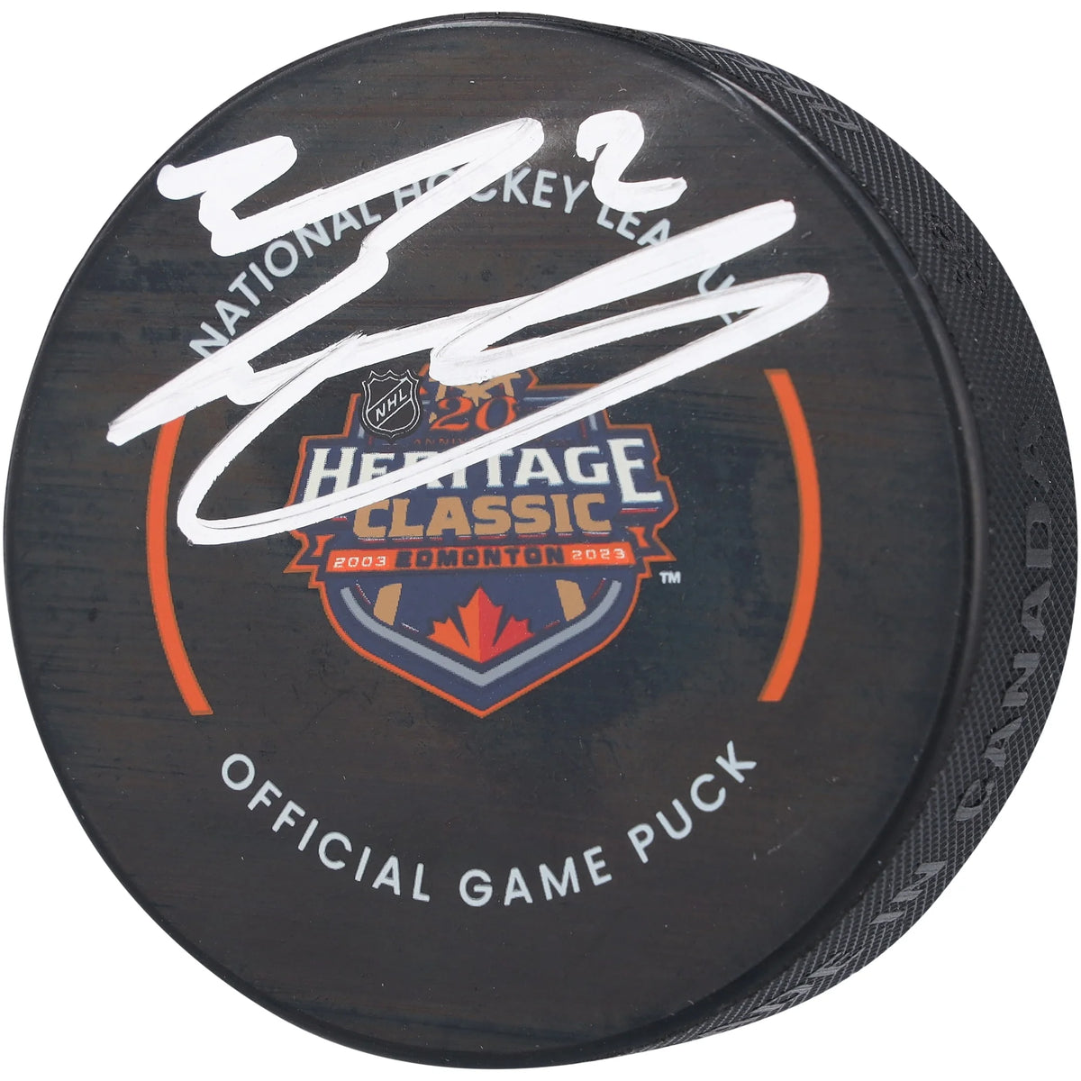 Evan Bouchard Signed 2023 Heritage Classic Game Puck | Edmonton Oilers