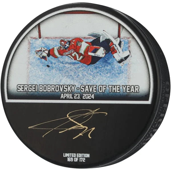 Sergei Bobrovsky Signed 2024 Stanley Cup Playoff Hockey Puck | Limited | WPUCKBO0214