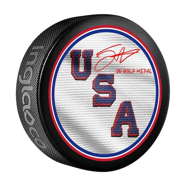 Jack Eichel Signed Team USA Hockey Puck | 2026 Olympics Gold Medal