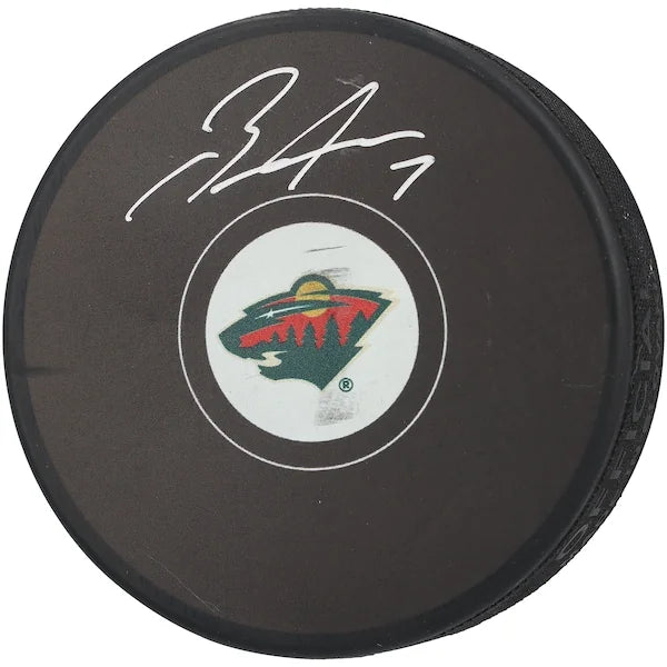 Brock Faber Signed Minnesota Wild Hockey Puck | Authenticated