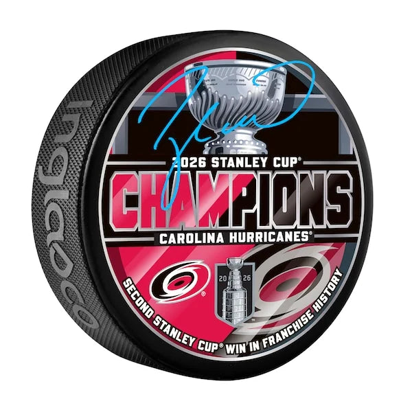 Taylor Hall Signed 2026 Stanley Cup Champions Hockey Puck | Carolina Hurricanes
