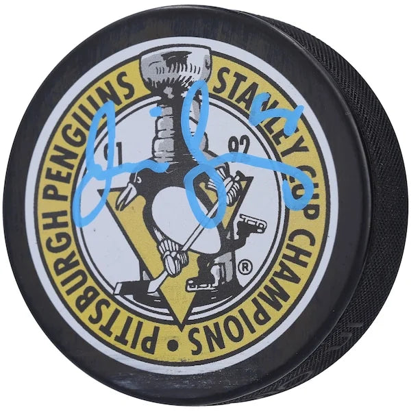 Jaromir Jagr Signed 1991 - 1992 NHL Champs Logo Hockey Puck | Penguins