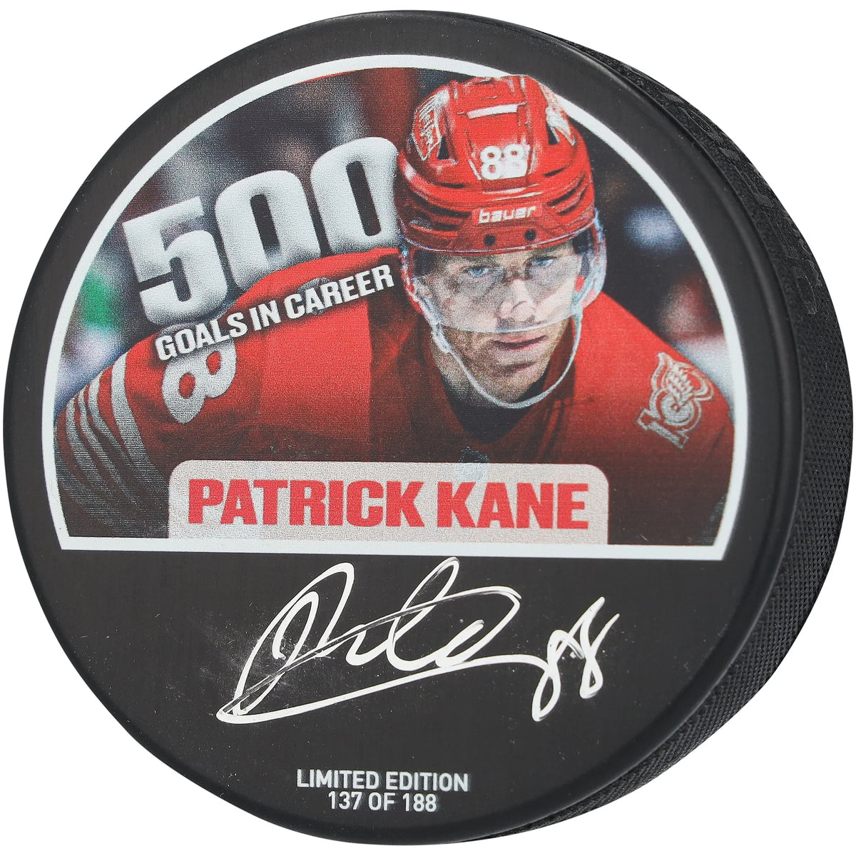Patrick Kane Signed 500th NHL Goal Puck | Detroit Red Wings Limited Edition | WPUCKKA0159