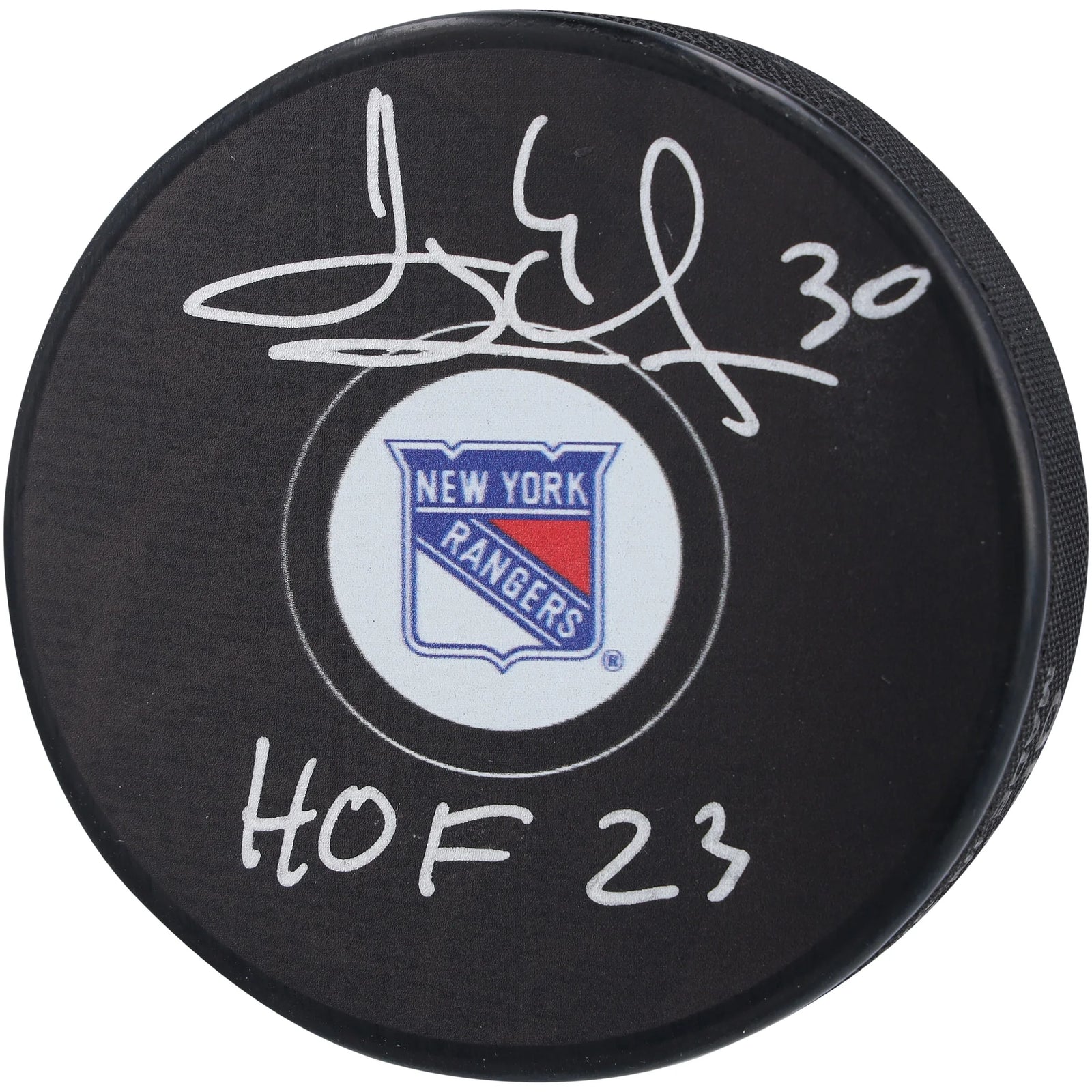 Henrik Lundqvist Signed Hockey Puck | HOF 23 Inscription
