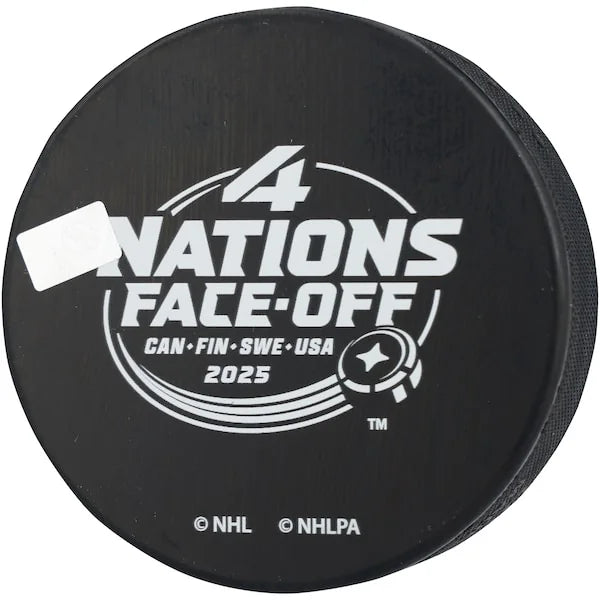 Elias Pettersson Signed Team Sweden 4 Nations Face-Off Hockey Puck | Authenticated