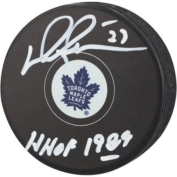 Darryl Sittler Signed Toronto Maple Leafs Hockey Puck | HOF 1989 Inscription