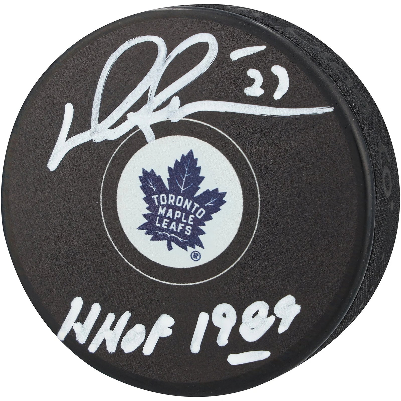 Darryl Sittler Signed Toronto Maple Leafs Hockey Puck | HOF 1989 Inscription