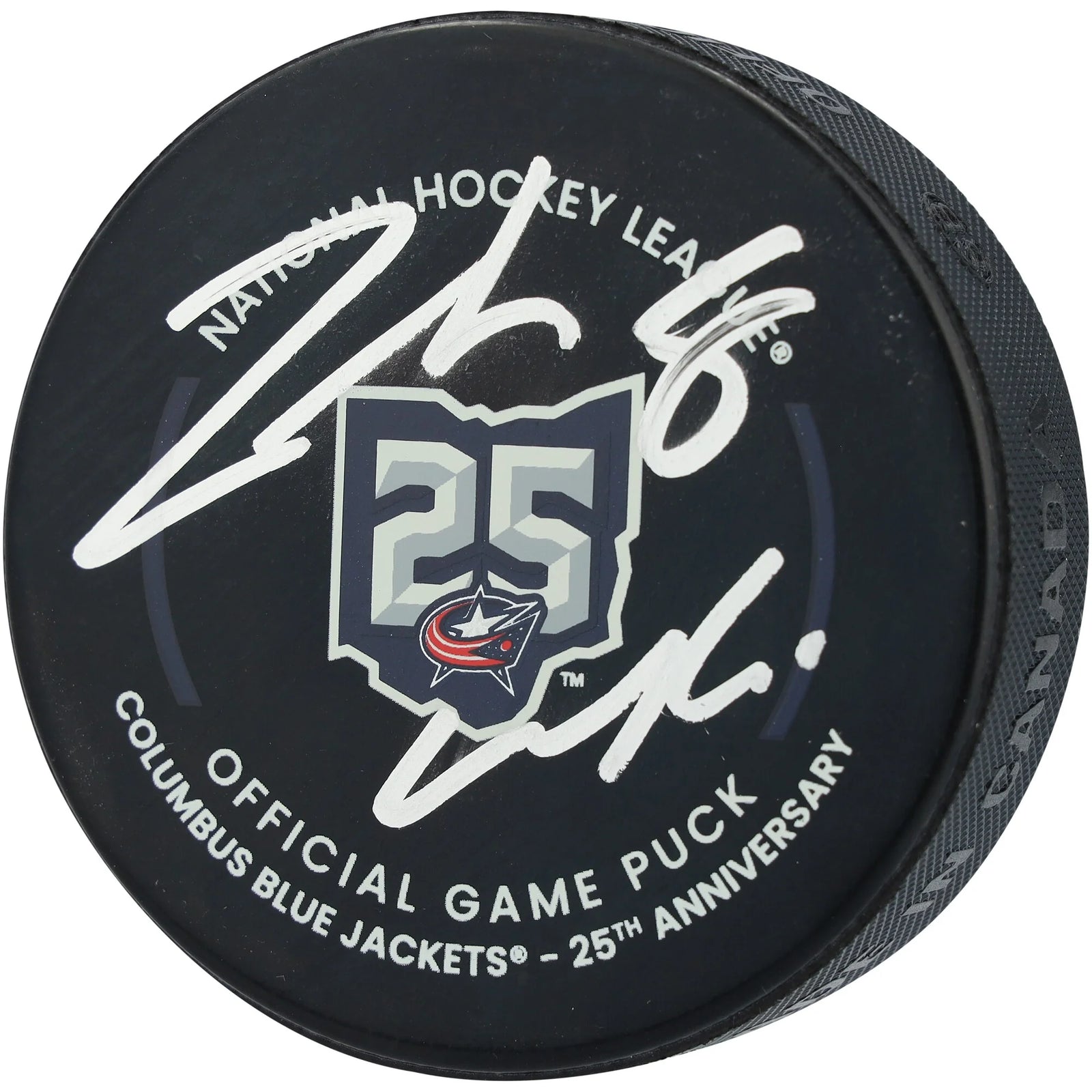 Zach Werenski Signed Columbus Blue Jackets 25th Anniversary Puck | Authenticated