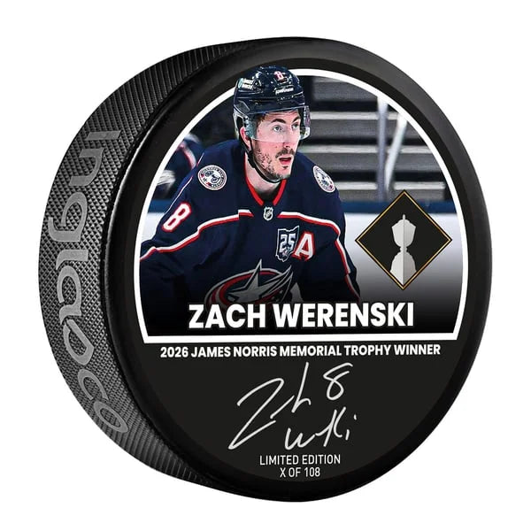 Zach Werenski Signed 2026 Norris Trophy Winner Puck | Limited Edition of 108 | WPUCKWE0051