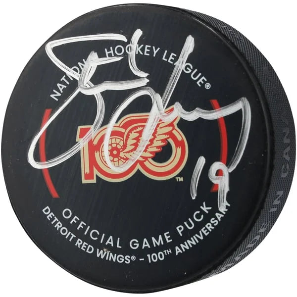 Steve Yzerman Signed Detroit Red Wings 100th Anniversary Game Puck | WPUCKYZ0017