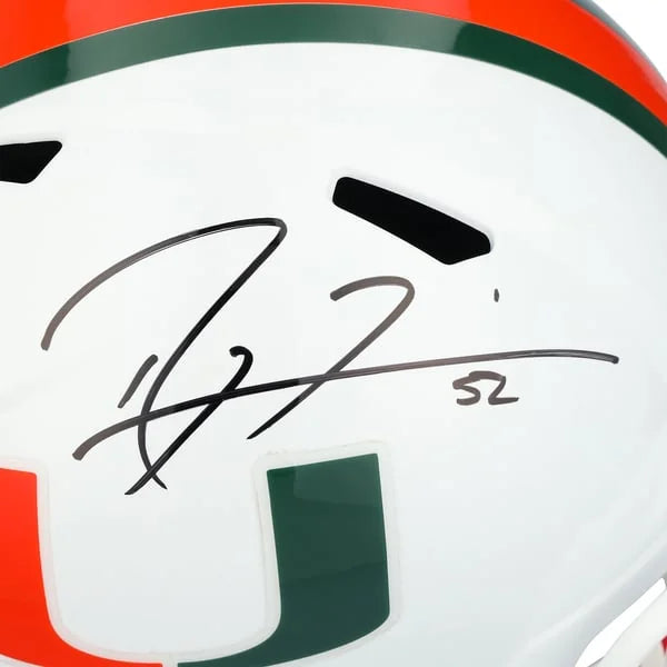 Ray Lewis Signed Miami Hurricanes Riddell Speed Replica Helmet | WRHLTLE0121