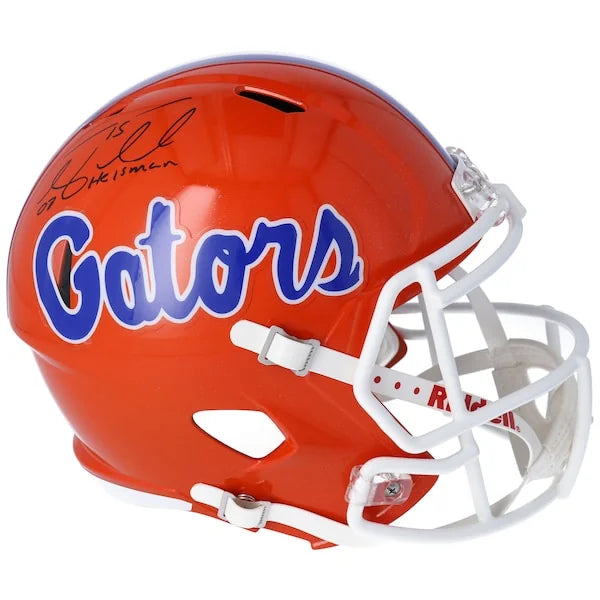 Tim Tebow Florida Gators Autographed Riddell Speed Replica Helmet with "07 Heisman" Inscription - S