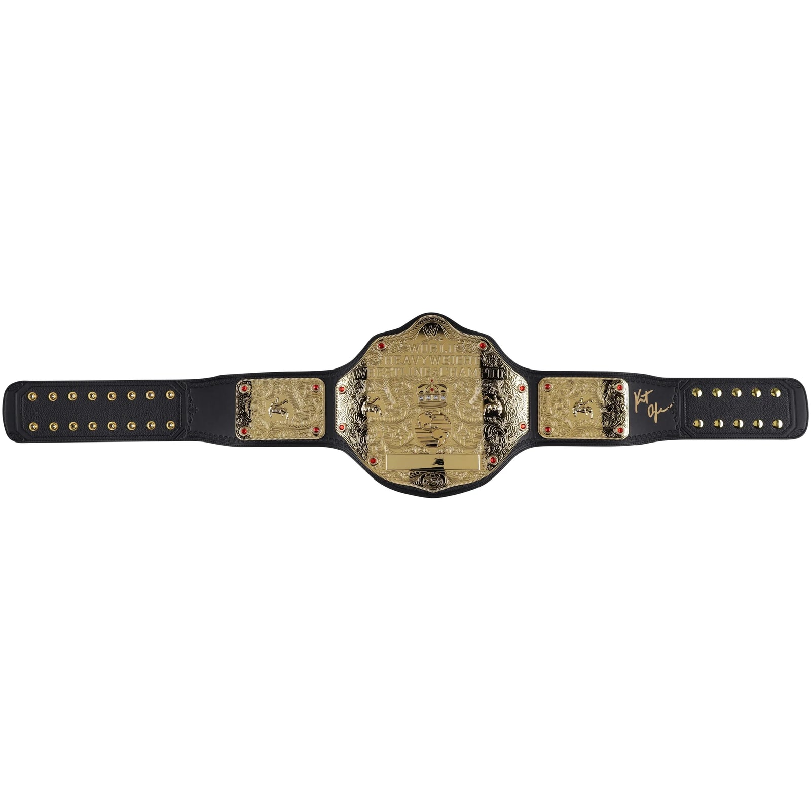 Kurt Angle Signed Big Gold World Heavyweight Championship Replica Belt