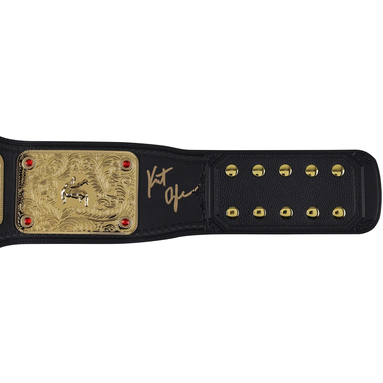 Kurt Angle Signed Big Gold World Heavyweight Championship Replica Belt